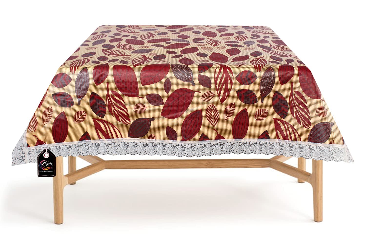Stylista Square 4 Seater Study Dining Table Cove W x Lr Size 54x54 Inches Ditzy Pattern Yellow Base