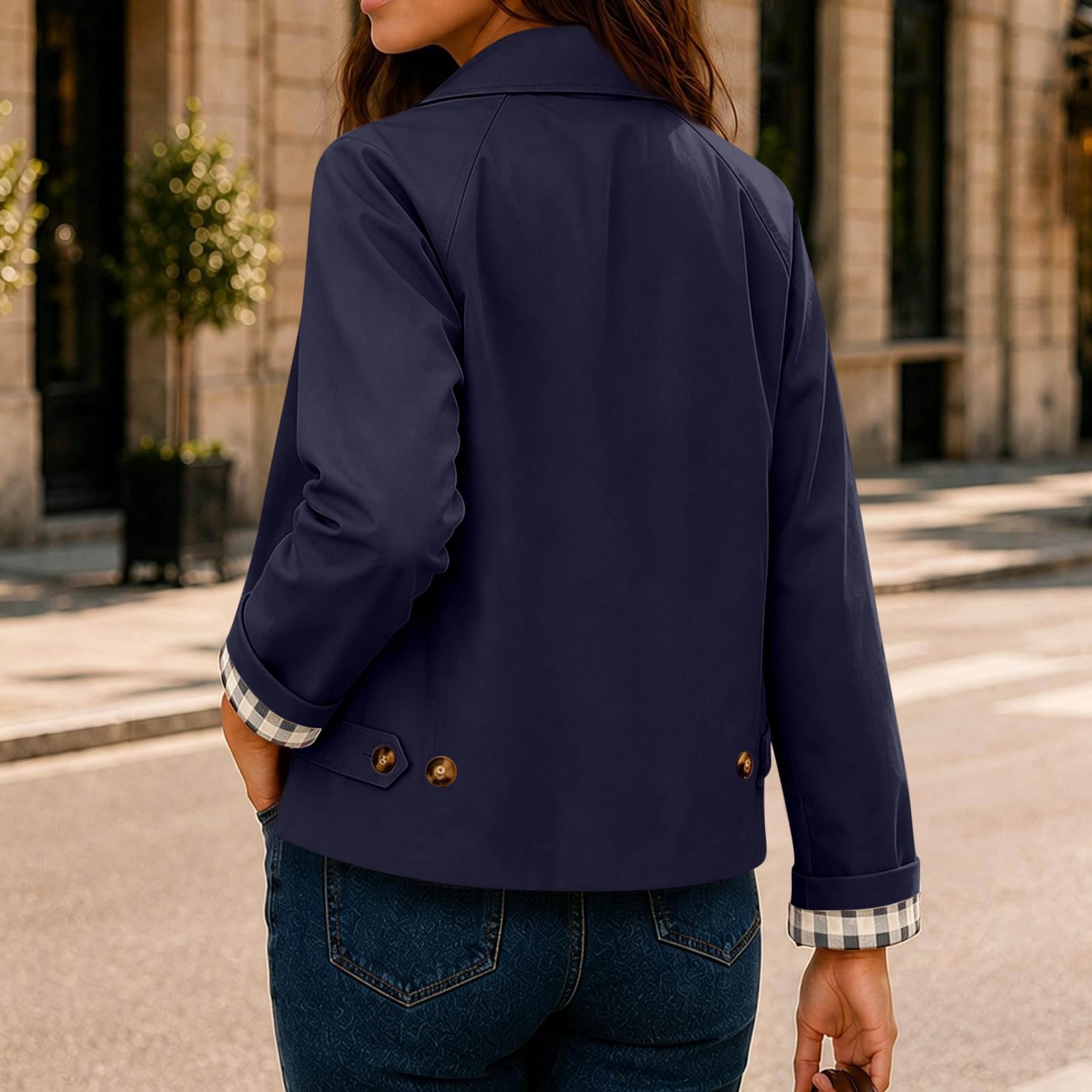 Generisch Hemdjacke Damen Kurz Jacke Damen Elegant Mit Knöpfen Leicht