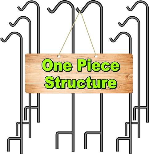 BEAU JARDIN Gancho de pastor de 65 pulgadas de alto 12 pulgadas de grosor, Metal de alta calidad, resistente para exteriores, Ganchos de pastor para