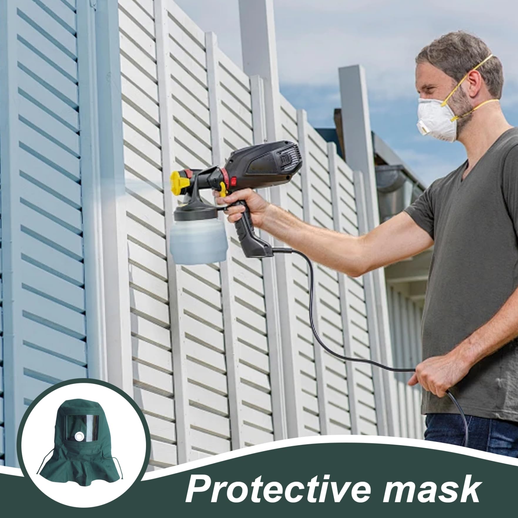Cagoule de sablage, masque de sablage à vision claire avec corde réglable, masque protection anti-poussière/vent pour le polissage, le, la peinture, la poudre, la poussière