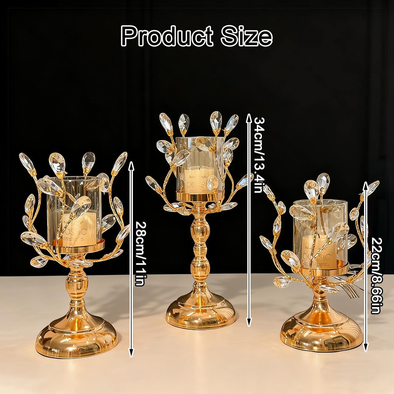 Hurricane Pillar Candle Holder with Clear Glass - Modern Metal Base Windproof Candle Holder for Christmas Thanksgiving Wedding Home Decor Centerpiece