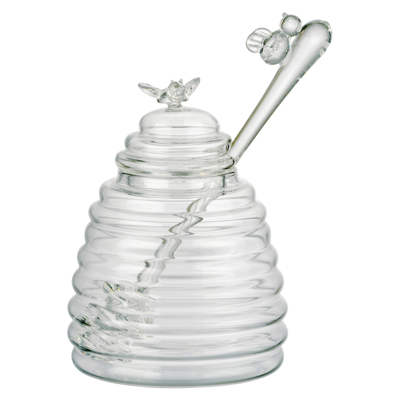 Artland Honey Bee Pot with Dipper(Gift Boxed), 15 oz, Clear