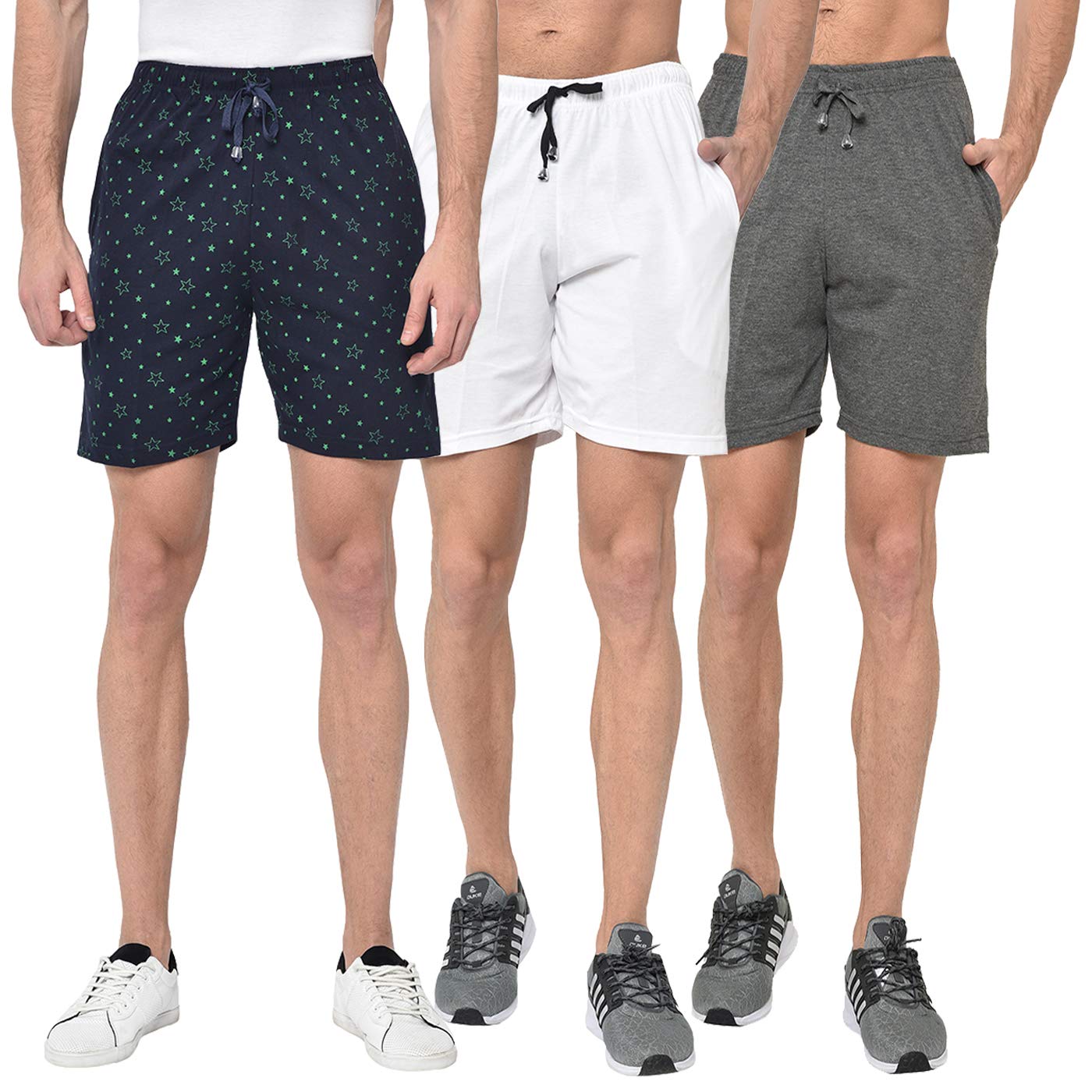 mack jonney Regualr Fit Cotton Blended Lounge Shorts/Bermudas for Men(Pack of 3)-D11_ANT_WHT_D11_PRT_1NVY_0003-P-picture-14
