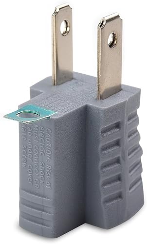 Miniatura 6 de Cable Matters Listado UL Paquete de 3 adaptadores de salida de 2 clavijas a 3 clavijas en gris, (adaptador de enchufe de 3 clavijas a 2 puntas)