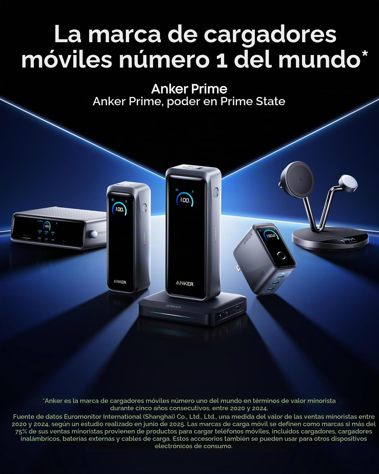Anker Prime Power Bank con Base de Carga, 26.250 mAh, 300 W | Para 6 dispositivos, carga bidireccional, apta para vuelo, control por app, compatible con MacBook e iPhone