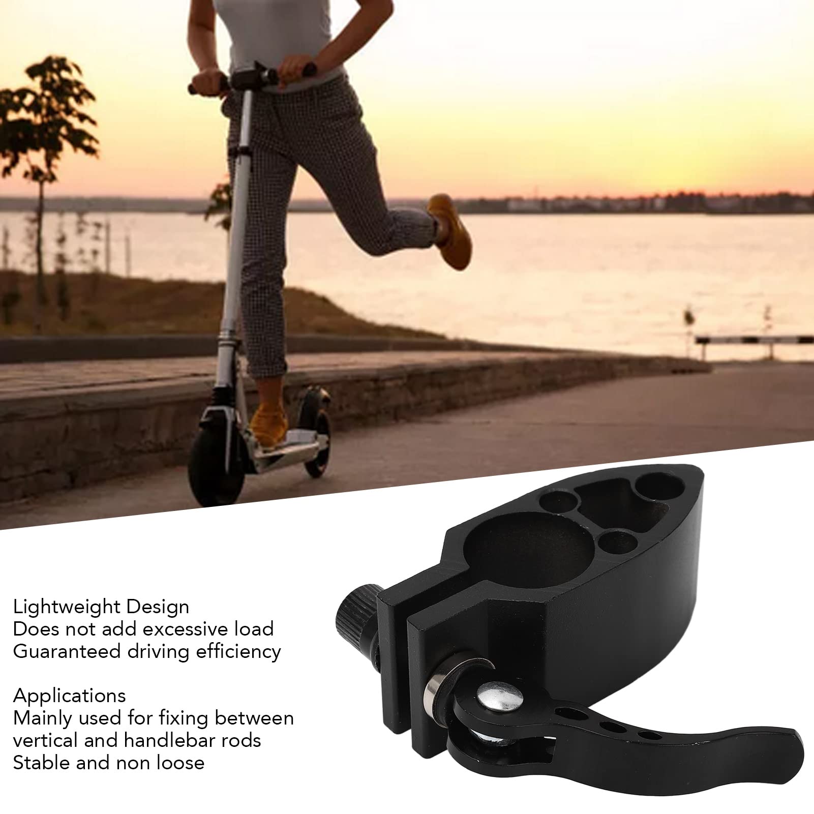 Pwshymi Aluminum Alloy Scooter Rod Clamp, Electric Scooter Vertical Rod Lock Replacement, 10 Inch Scooter Folding Clamp for Handlebar Rod, mainly Used with Vertical Rod