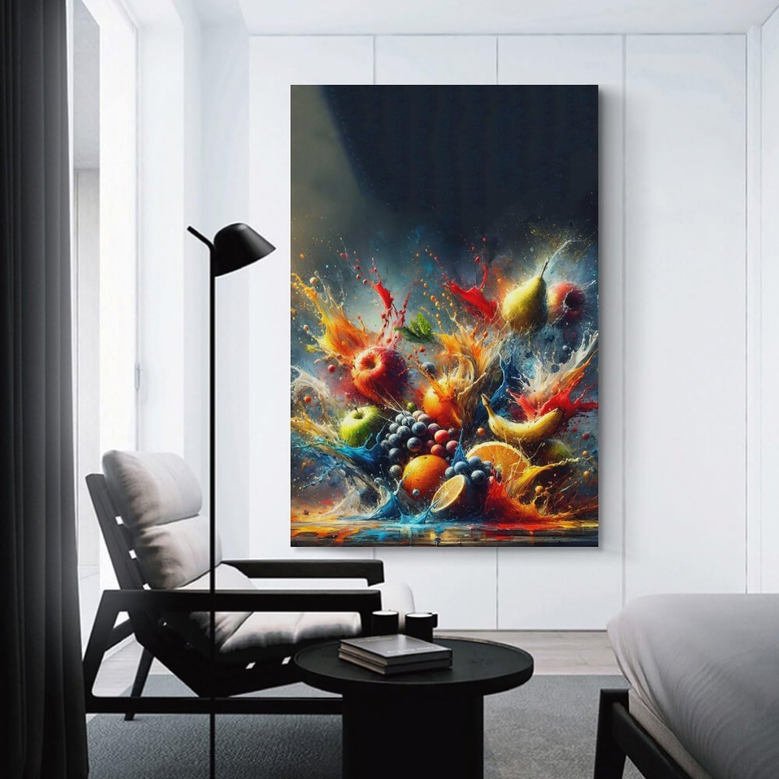 Junmoney Fruit Explosion Wall Picture Print 20x30inch(50x75cm), for Home Office, Desk Area Or Studio, Home Office Artwork with Decorative Appeal