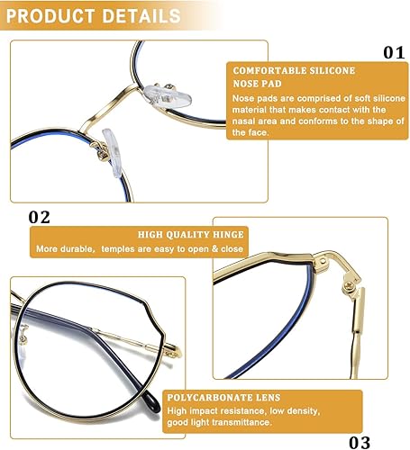 Miniatura 5 de DUCO Lentes de luz azul para mujer, lentes de computadora con bloqueo de rayos azules para hombres y mujeres, lentes de moda W014