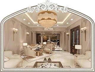42x32 Inchces Large Arched Baroque Mirror for Wall Decor, Hand-Carved Wo...