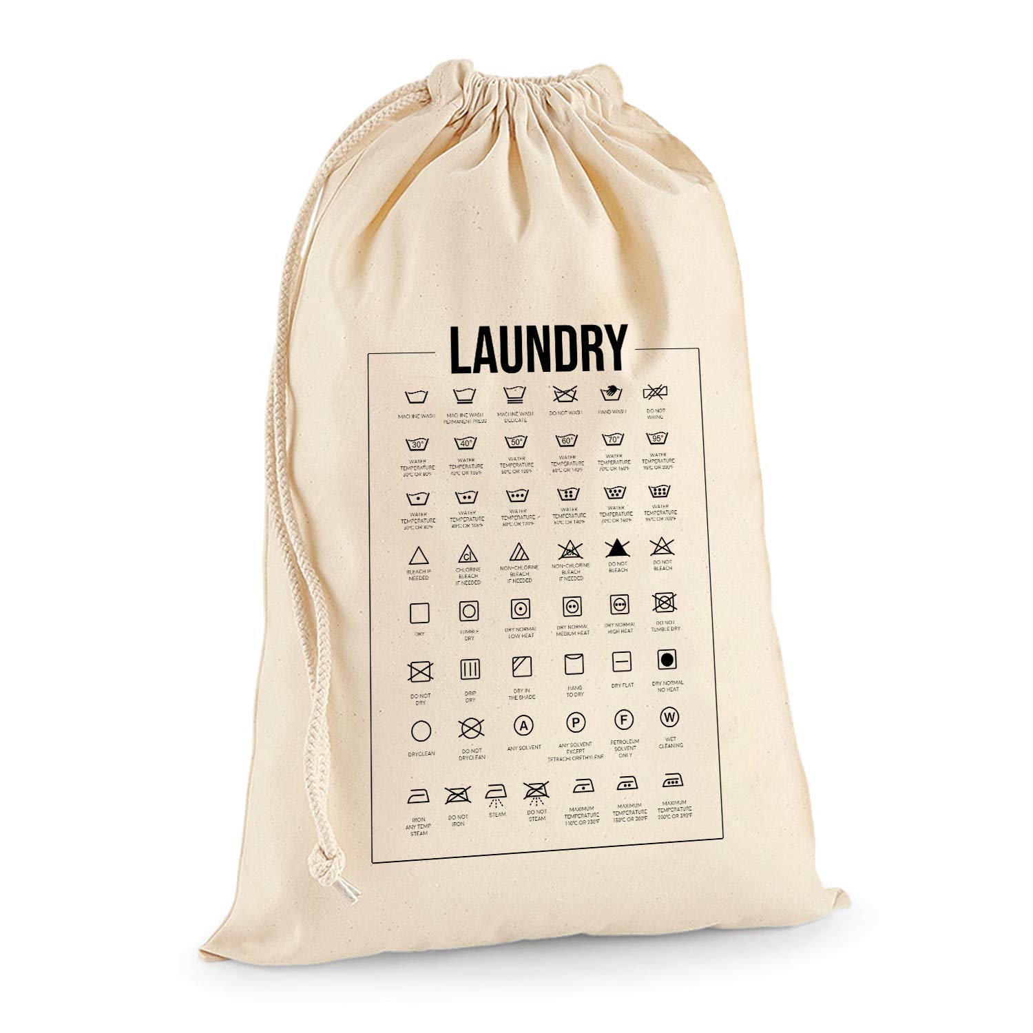 TULLUN Laundry Bag 100% Cotton Extra-Large Heavy Duty Fabric Bag in Natural Colour - XL (75 x 49 cm / 29,5" x 19,3'' 38 litres) - Laundry Guide