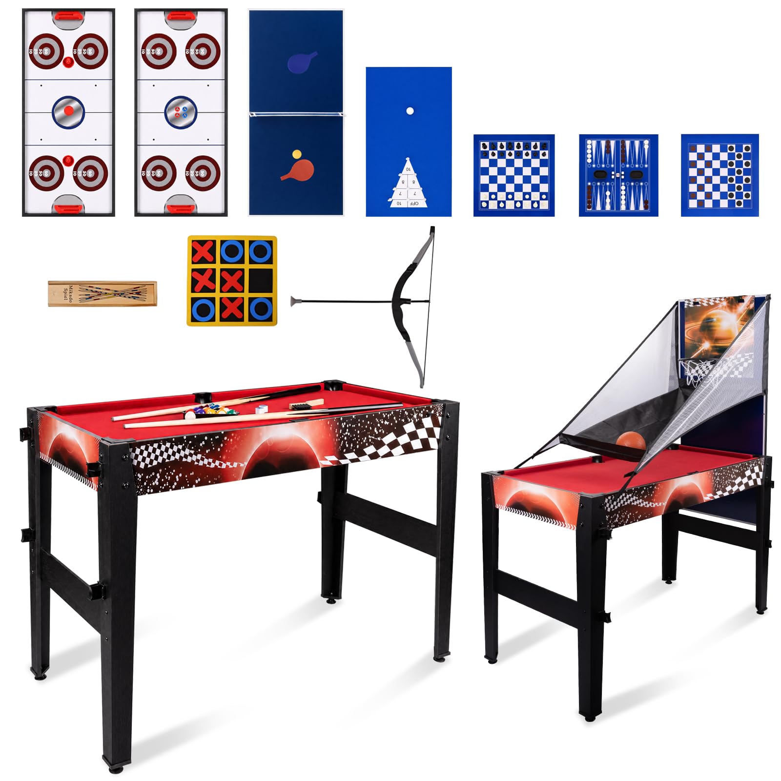 Hyner 14-in-1 Multi-Game Folding Table - Hockey, Billiards, Table Tennis & Basketball Combo for Kids, Adults & Family Gatherings