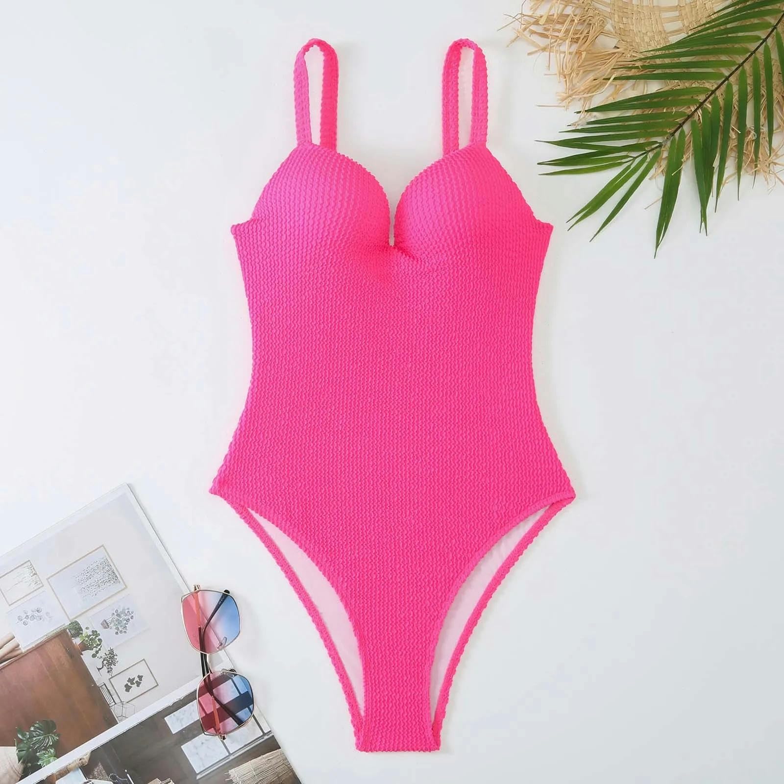 Damskie bikini Push Up strój kąpielowy damski jednoczęściowy damski body kąpiące się lato odzież plażowa-różowy-s