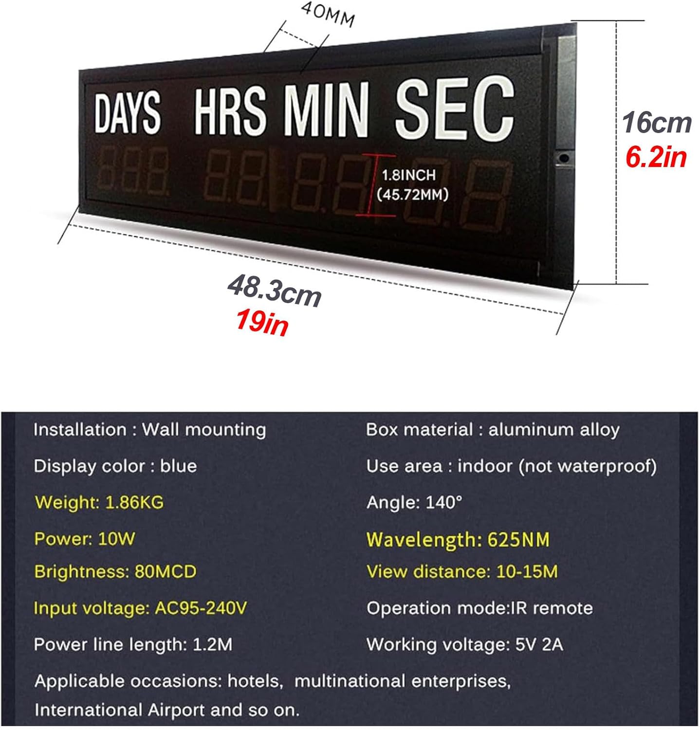 デジタルカウントアップカウントダウンタイマー、多機能999日カウントダウンリモコン12/24時間リアルタイムクロックカレンダー、寝室  デジタルカウントアップカウントダウンタイマー、多機能999日カウントダウンリモコン12/24時間リアルタイムクロックカレンダー、寝室 ...