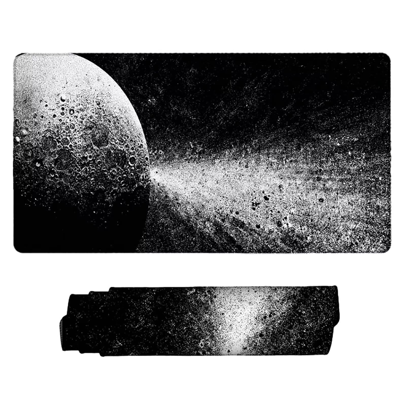 Schreibtischunterlage Grau Mauspad Gaming XXL Mousepad wasserdichte rutschfeste Schreibtisch Unterlage, Mauspad Groß Verbessert Präzision und Geschwindigkeit, Gaming Zubehör (Mond,100x50cm) 2-j6742