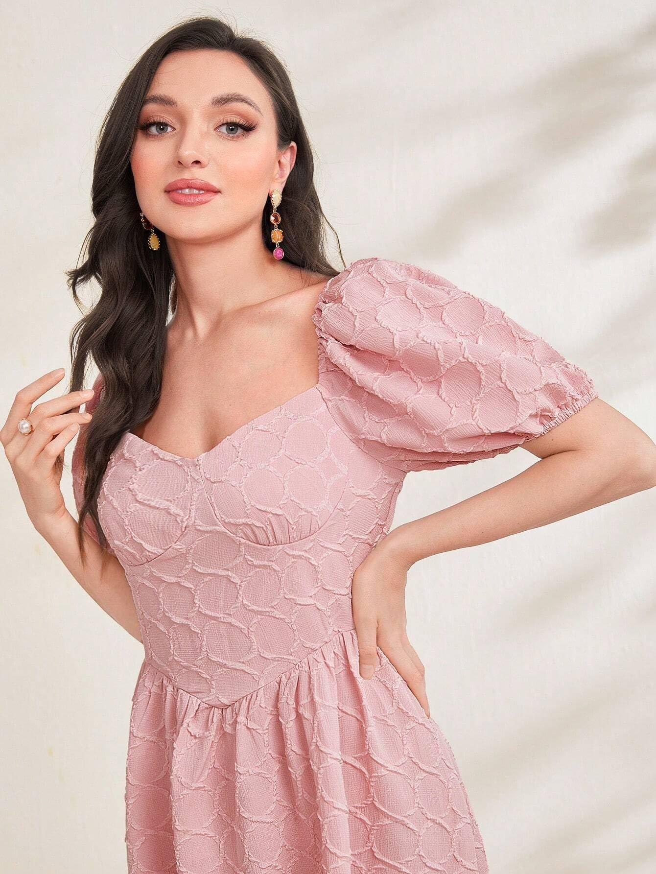 SHEIN Vtido Largo De Manga Larga Acampanada Con Recort Y Anudado