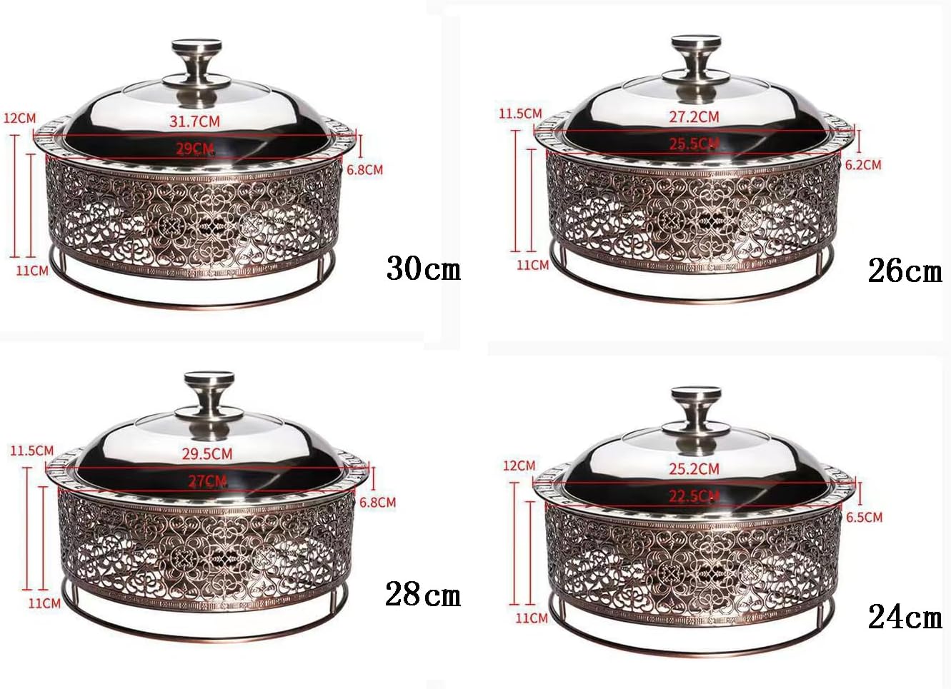 Chinese Copper Hot Pot, Shabu Shabu Hot Pot with Divider, Chinese Pot Cooker Stainless Steel Hot Pot Cookware for 3-7 People Home Party(28cm)