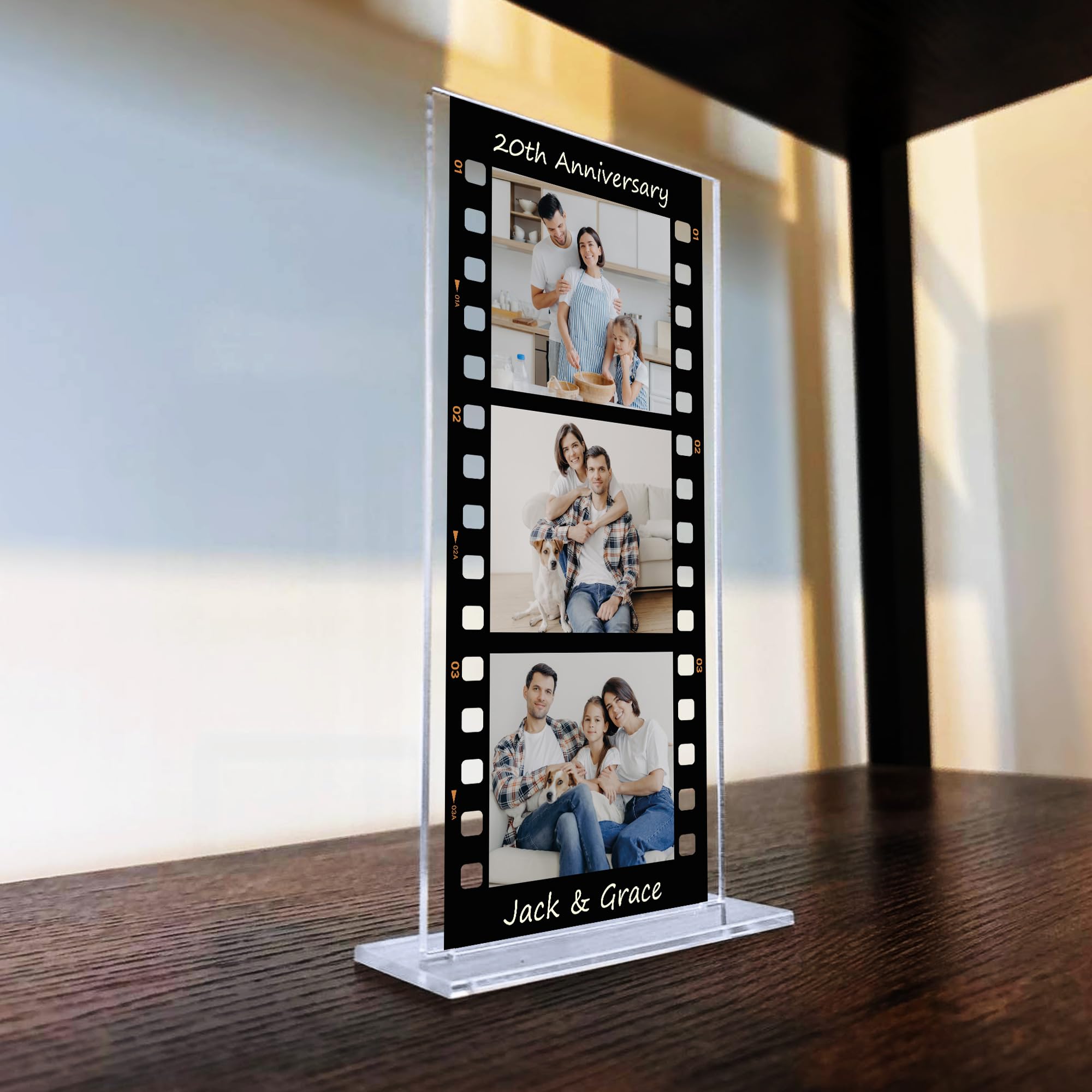 Red Ocean Personalised Gift For 1st 2nd 3rd 5th 10th 20th 40th 50th Anniversary, Retro Photo Collage Plaque Gift For Husband Wife Photo Gift For Him Her, Couple Gift For Anniversary (20th Anniversary)