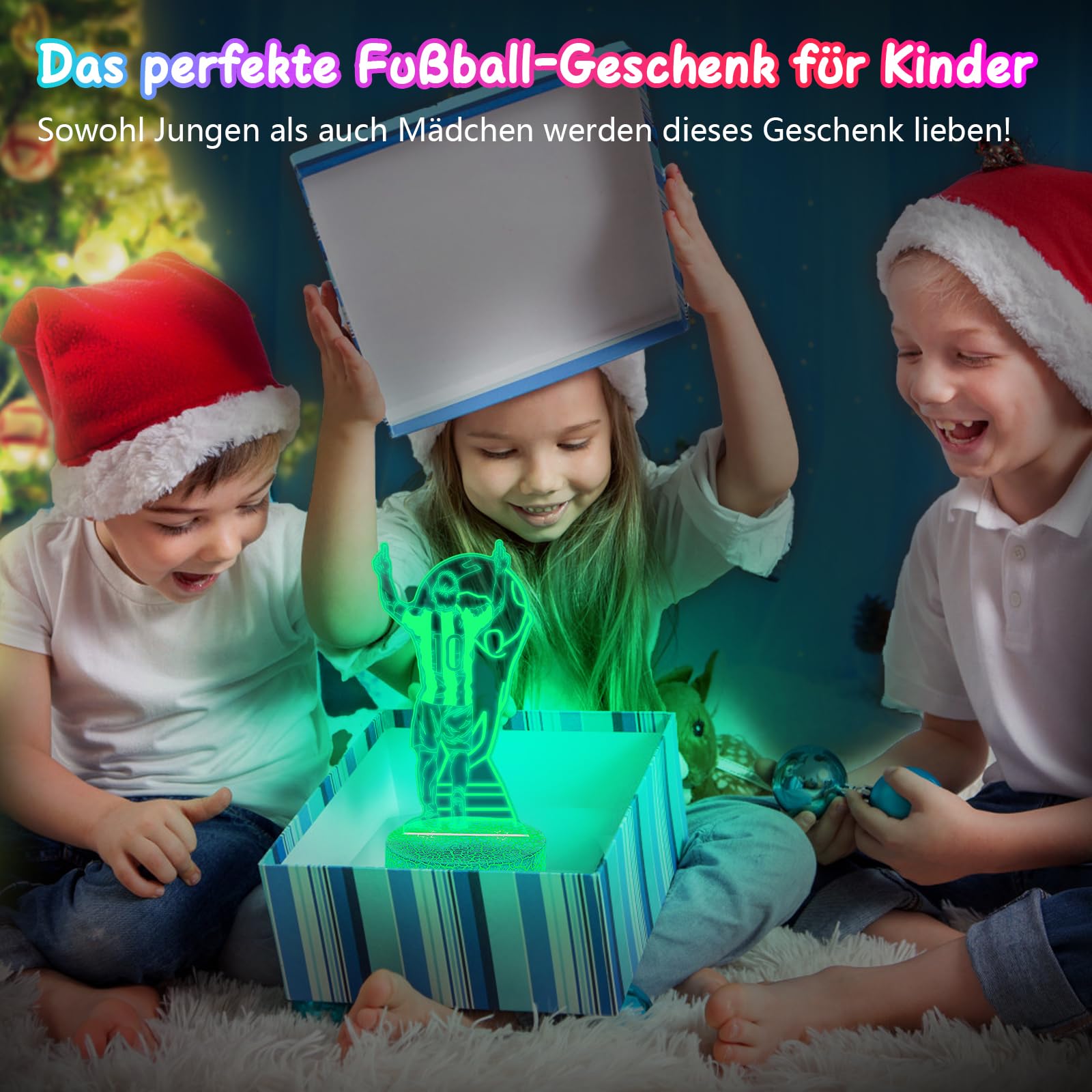 Polemera regalo comunione bambino, 3D Calcio Lampade con 16 colori cambia da telecomando, Regali di Natale Compleanno per Ragazza, Ragazzo, regalo bambino 10 anni maschio