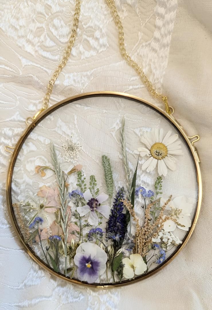 Handy Creations 6x6 Inch Round Gold Metal wall Hanging Photo Frame, Modern Style, for Dried Flowers, Poster, Pressed Flowers, Double Glass, Floating Frame for Gifting (Pack of 1)-image-27