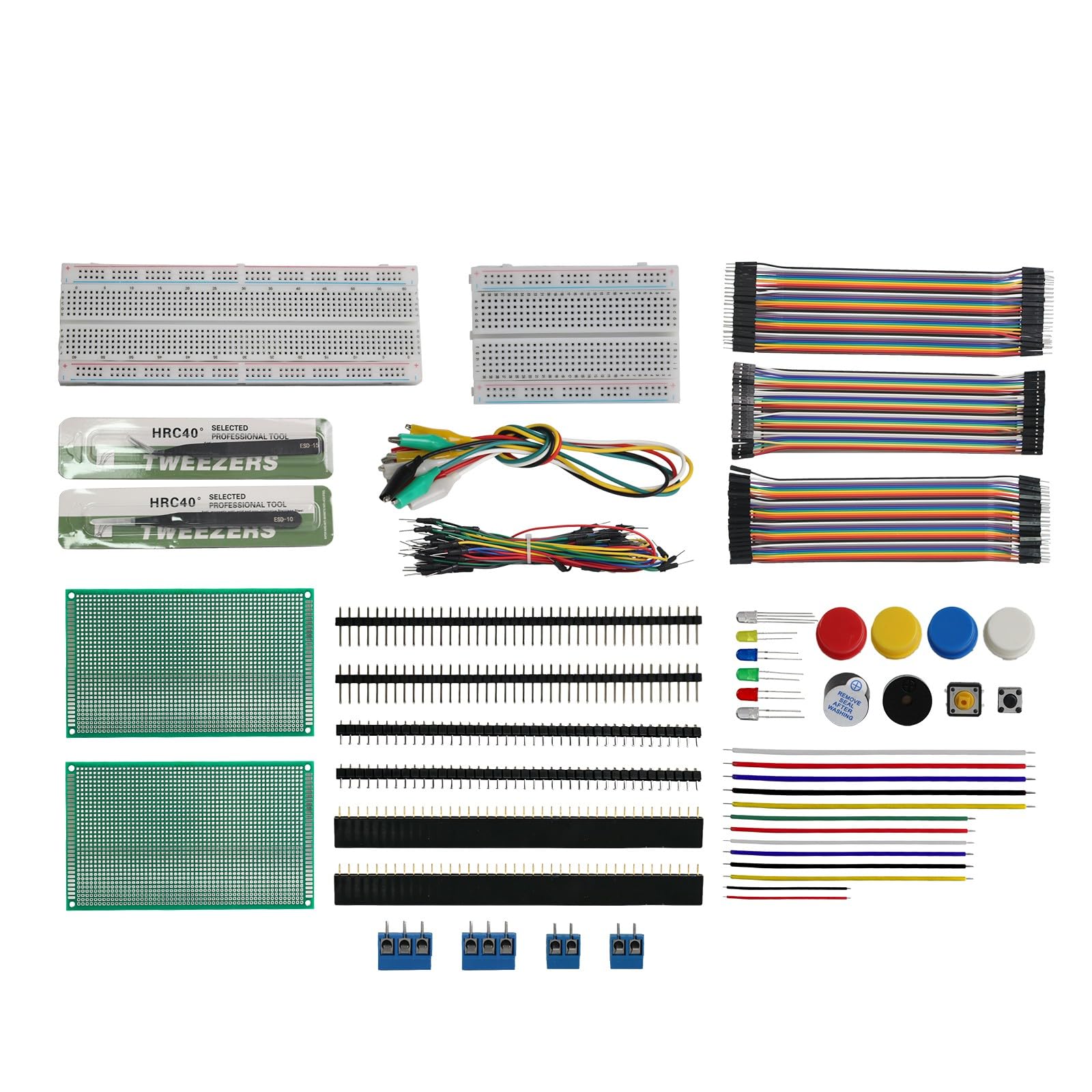Kit de iniciación Mega Dual Breadboard y componentes electrónicos con bloques de terminales para proyectos 8