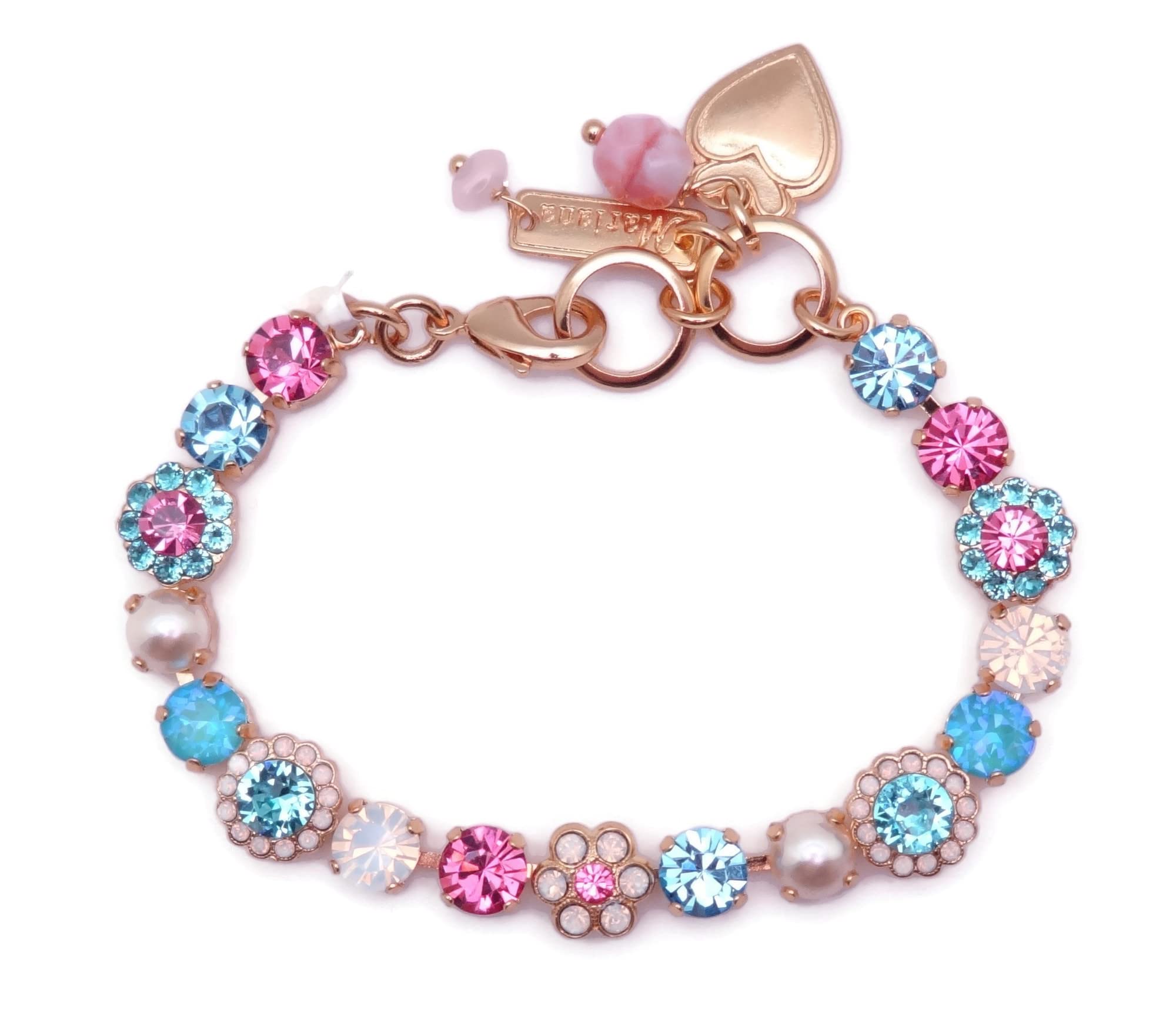Mariana Banana Split Goldtone Bracelet Pink Blue White Crystal Mix Flower Mosaic 1146 Multicolor B-4173/3-1146-YG 0
