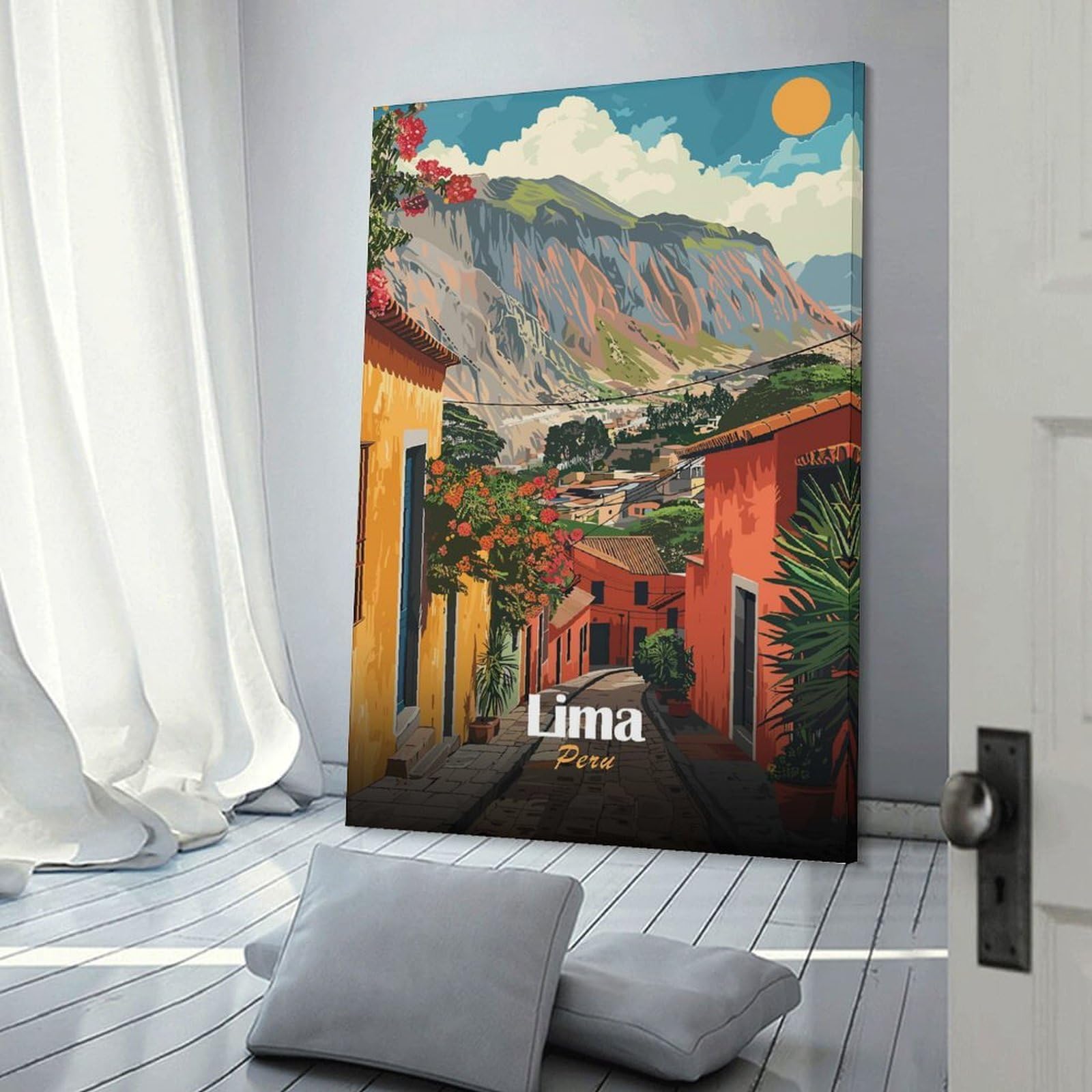 Junmoney Lima, Peru Travel Hanging Wall Art 20x30inch(50x75cm), for Gallery Wall Decor And Room Displays, A Versatile Canvas Print for Layering
