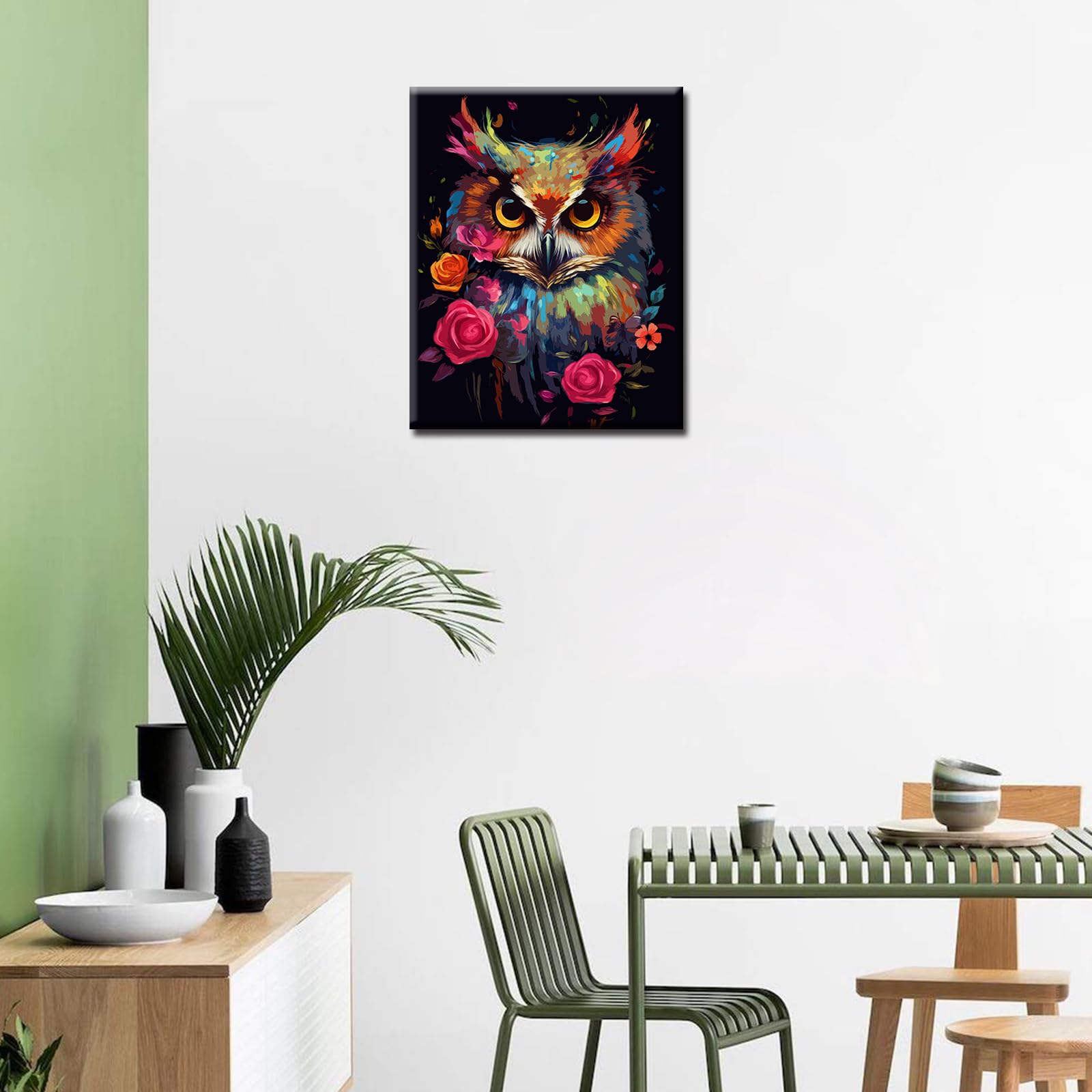 Tucocoo Malen Nach Zahlen Set – Eule Graffiti, 40x50 Cm, Inkl. Leinwand, Acrylfarben, Pinsel & Rahmen