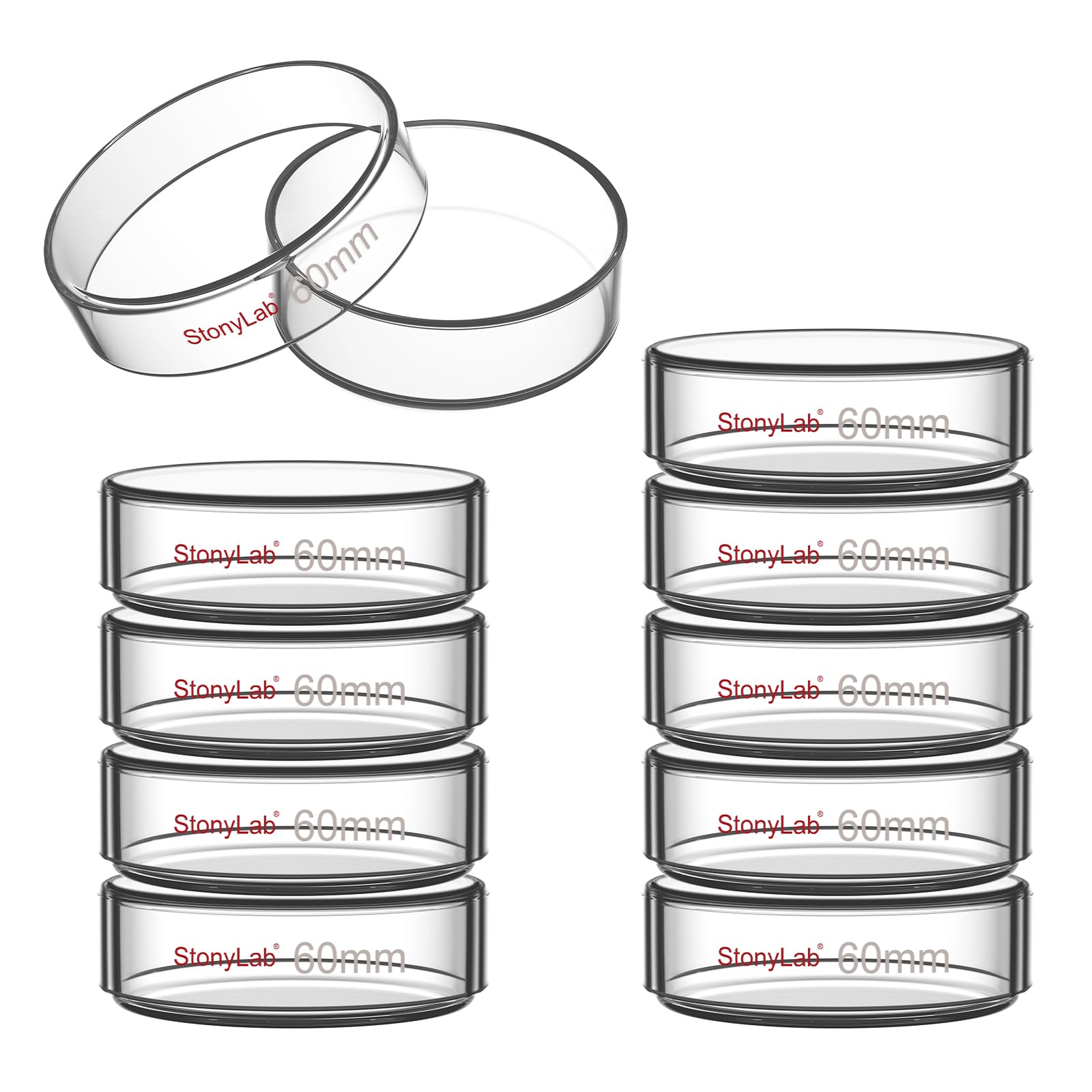stonylab 10-Pack Glass Petri Dishes, 120x25 mm Borosilicate Glass Clear Culture Dish with Clear Lid for Laboratory — Amazon image 9