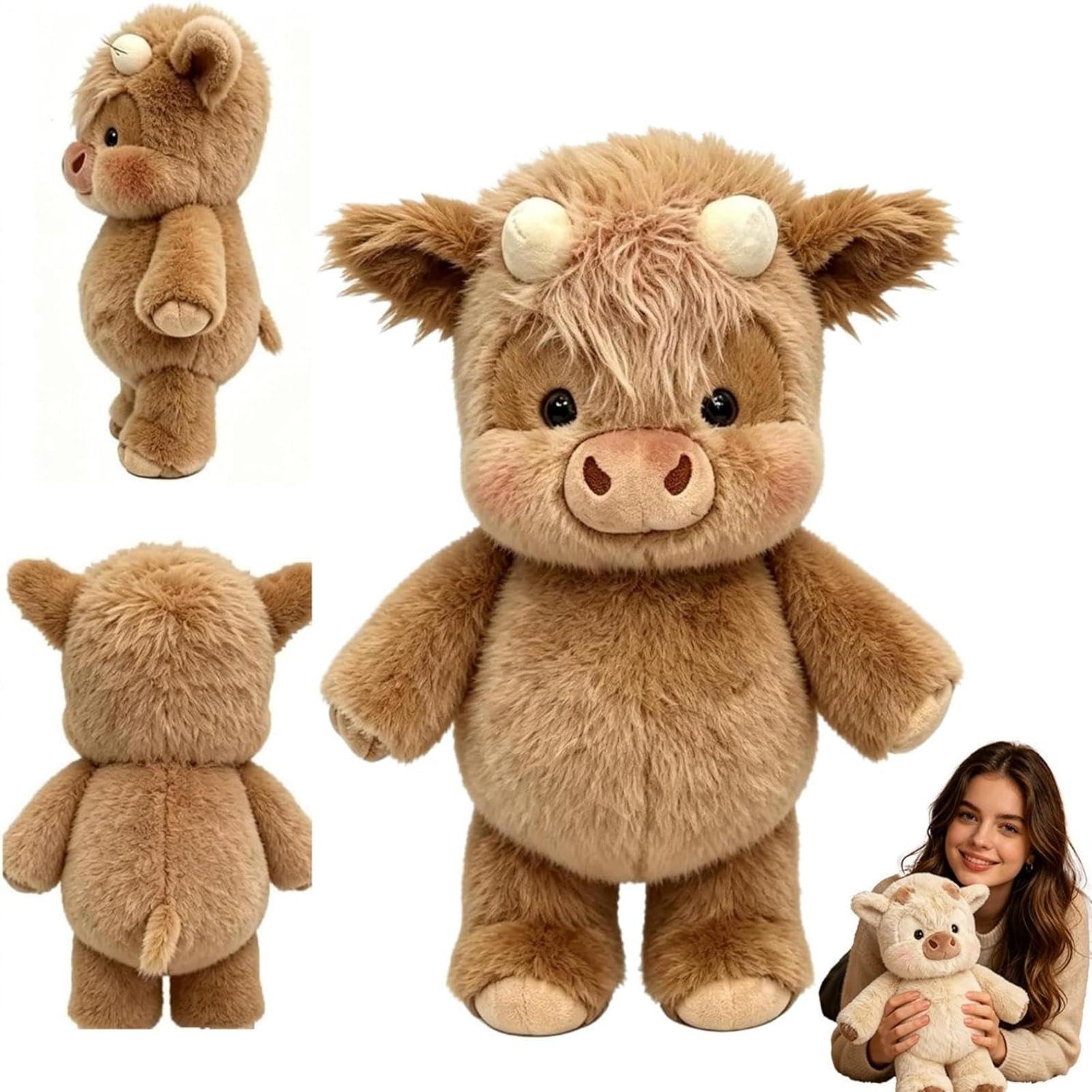 Yuqsmzs Running Plush - 17.7 inch Cute Running Highland Cow Plush, Interactive Moving Legs Stuffed Animals for Stress Relief