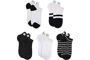 5-Pack Women Cotton Panda No Show Low Cut Ankle Socks