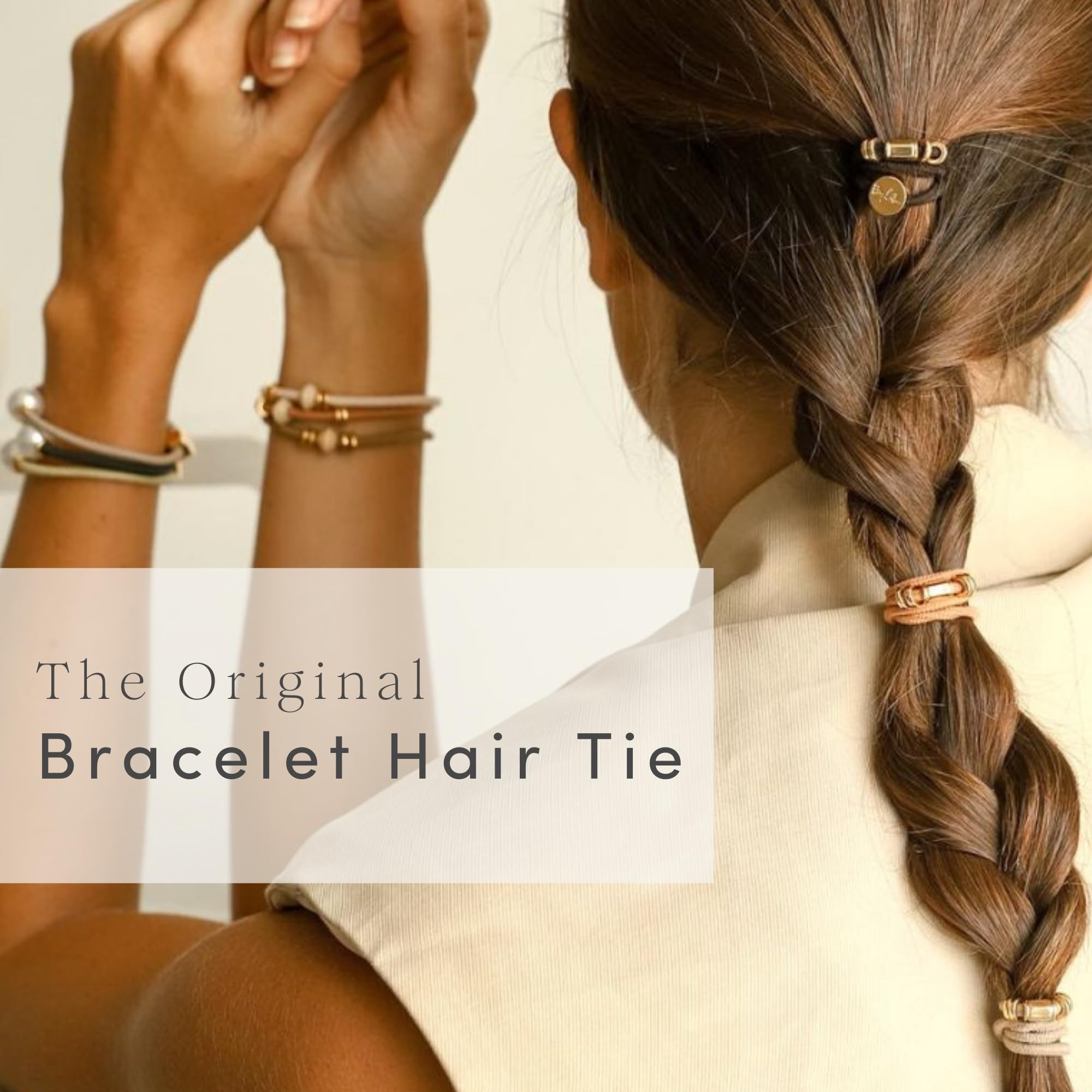 By Lilla Juego de 3 gomas elásticas para el pelo con forma de disco, brazaletes, accesorios para el cabello para mujer, lazos para el pelo sin arrugas y pulseras para mujer, color plateado