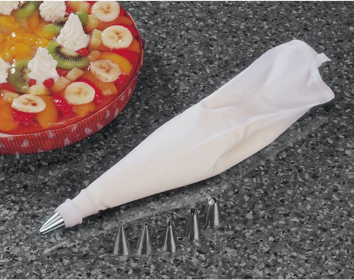 Zenker Decorating Bag "Patisserie" with 6 Nozzles, White