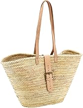 AUBRY GASPARD Sac en Palmier et Cuir Beige