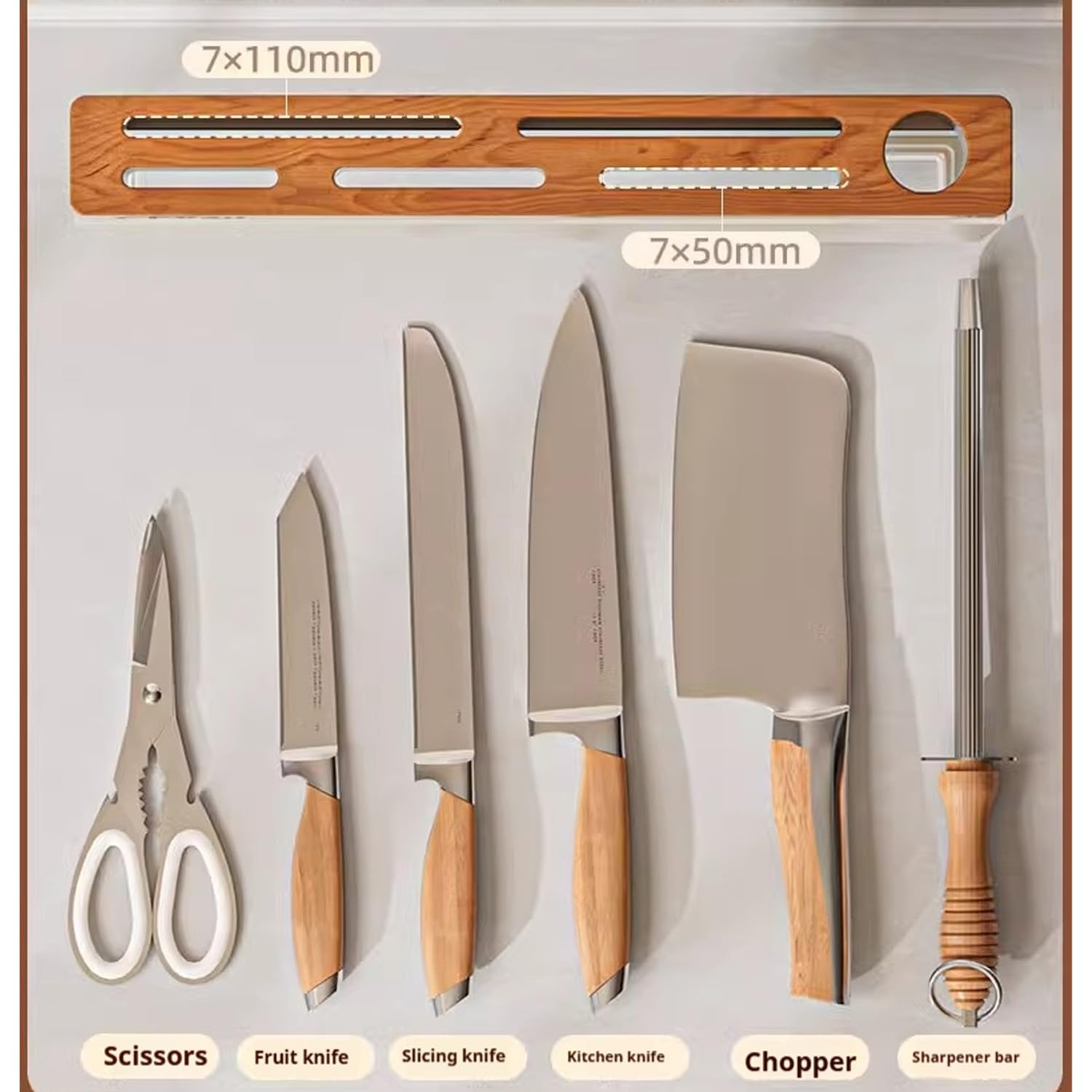 Dxcaicc Portacuchillos De Cocina Montado En La Pared - Debajo del Gabinete Almacenamiento De Cuchillos - Organizador De Cuchillos,A,17.5 Inch