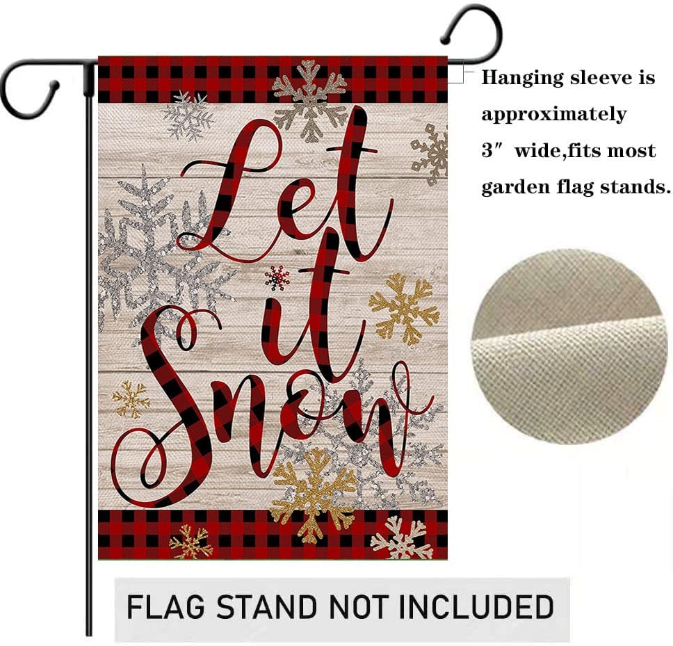 Let It Snow Snowflake House Flag 28 x 40 Inch Christmas Winter Decorative Double Sided Burlap Small Flag Holiday Banners for Winter Xmas Farm House Yard Decoration - Image 3