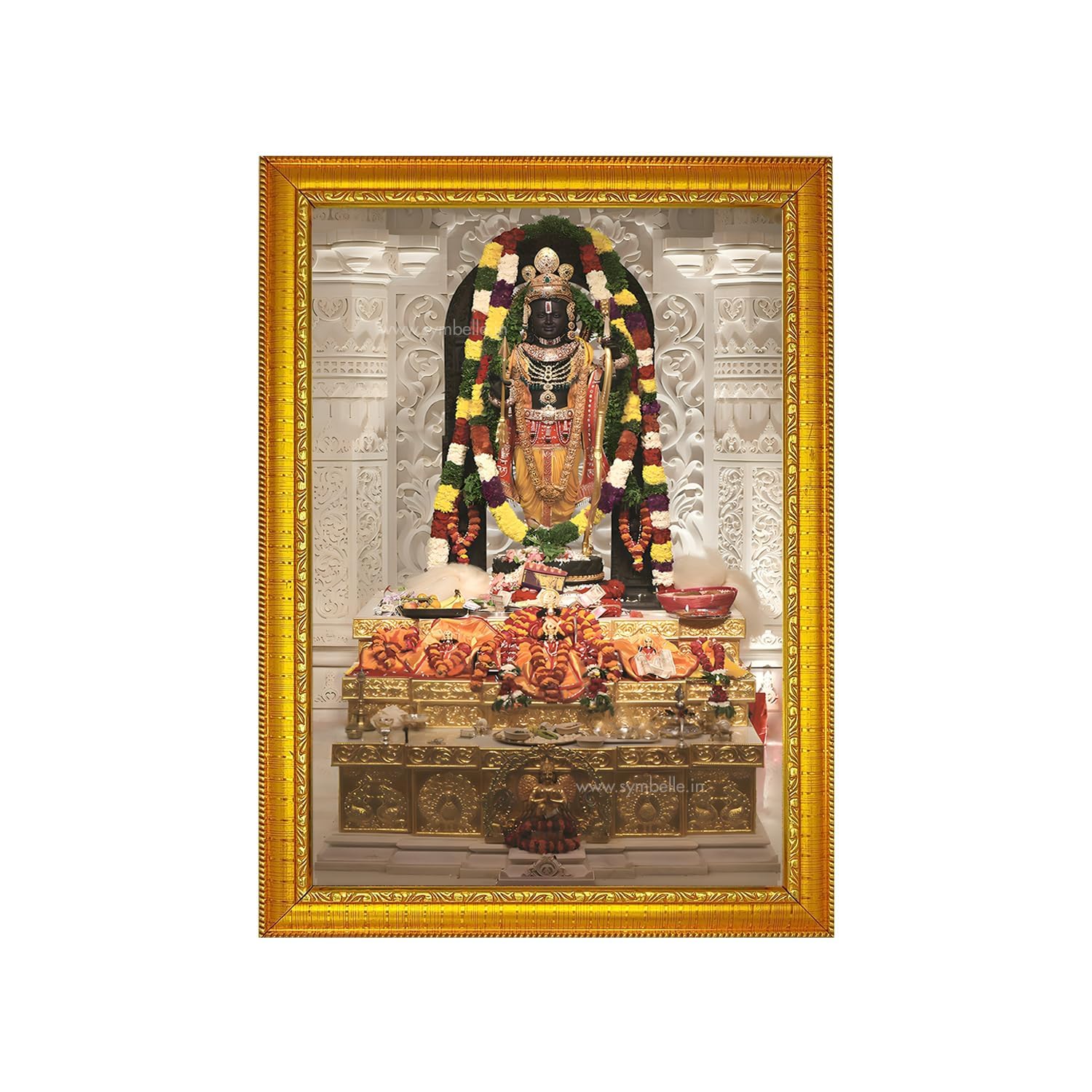 Cadre photo Ayodhya Ram Lalla cadeau spirituel doré décoration Puja
