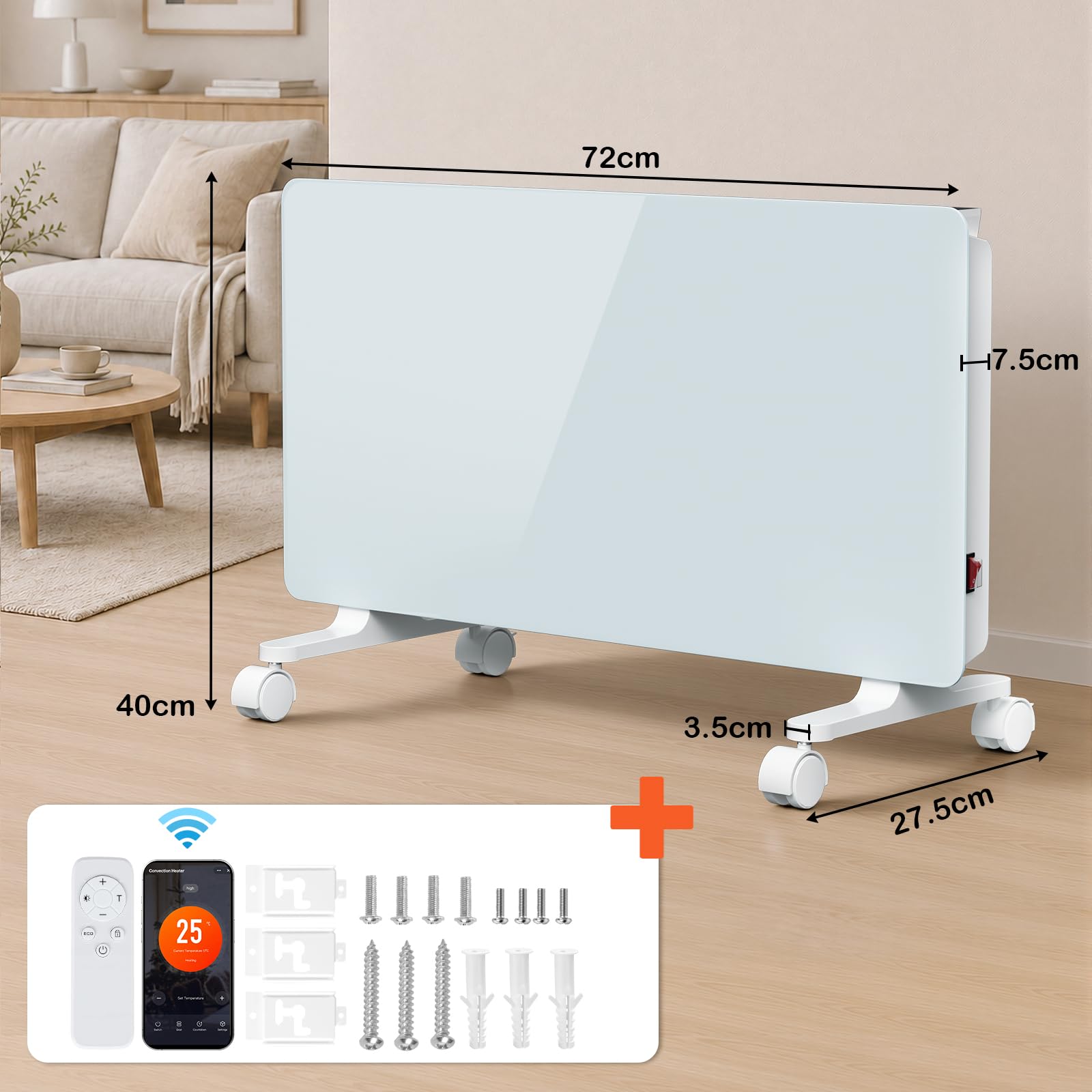 Calentador eléctrico blanco, calentador de convector, radiador