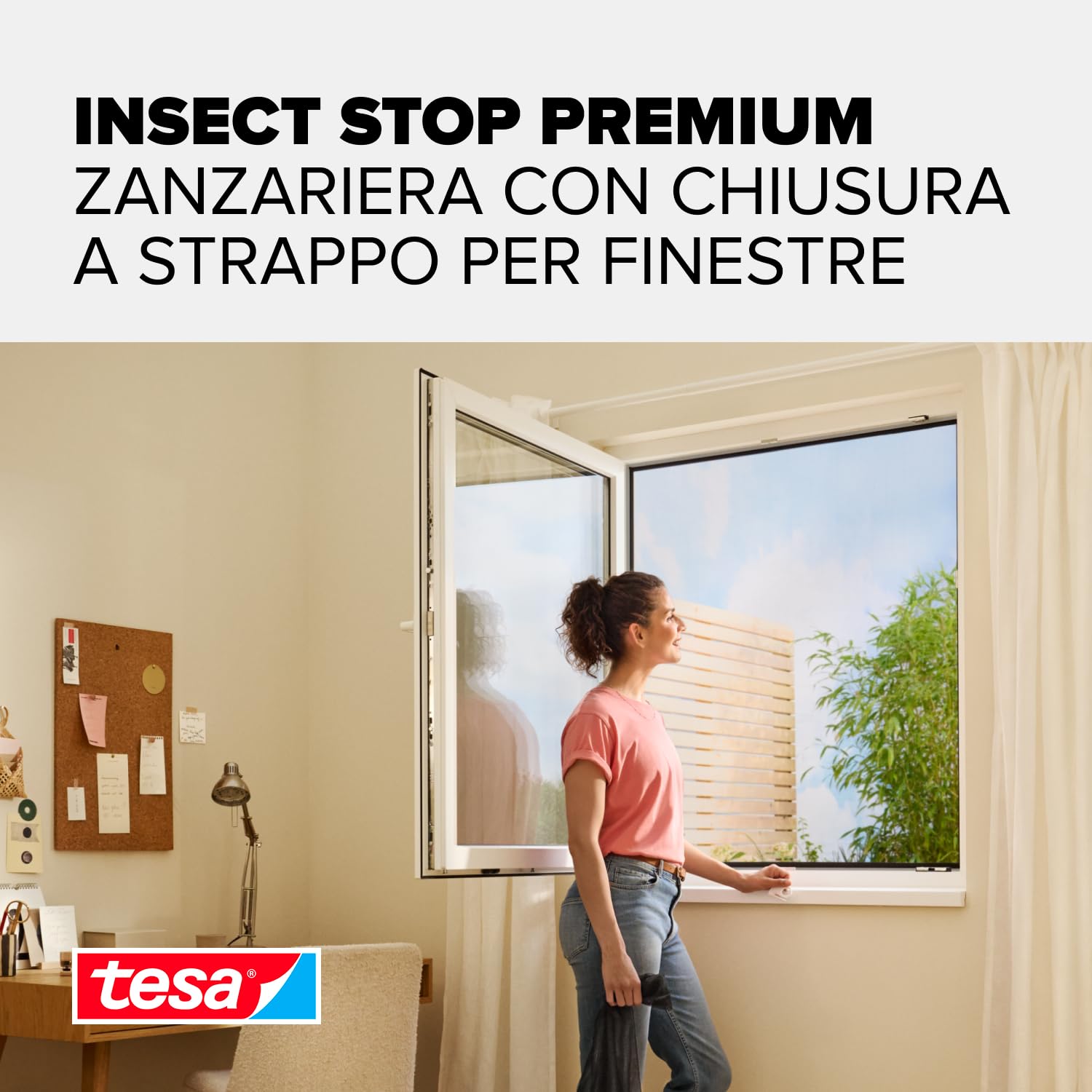 tesa INSECT STOP H&L Fly Screen Premium for Windows - zanzariera con nastro a strappo, rimovibile senza residui, antracite - 3x 135 x 155 cm