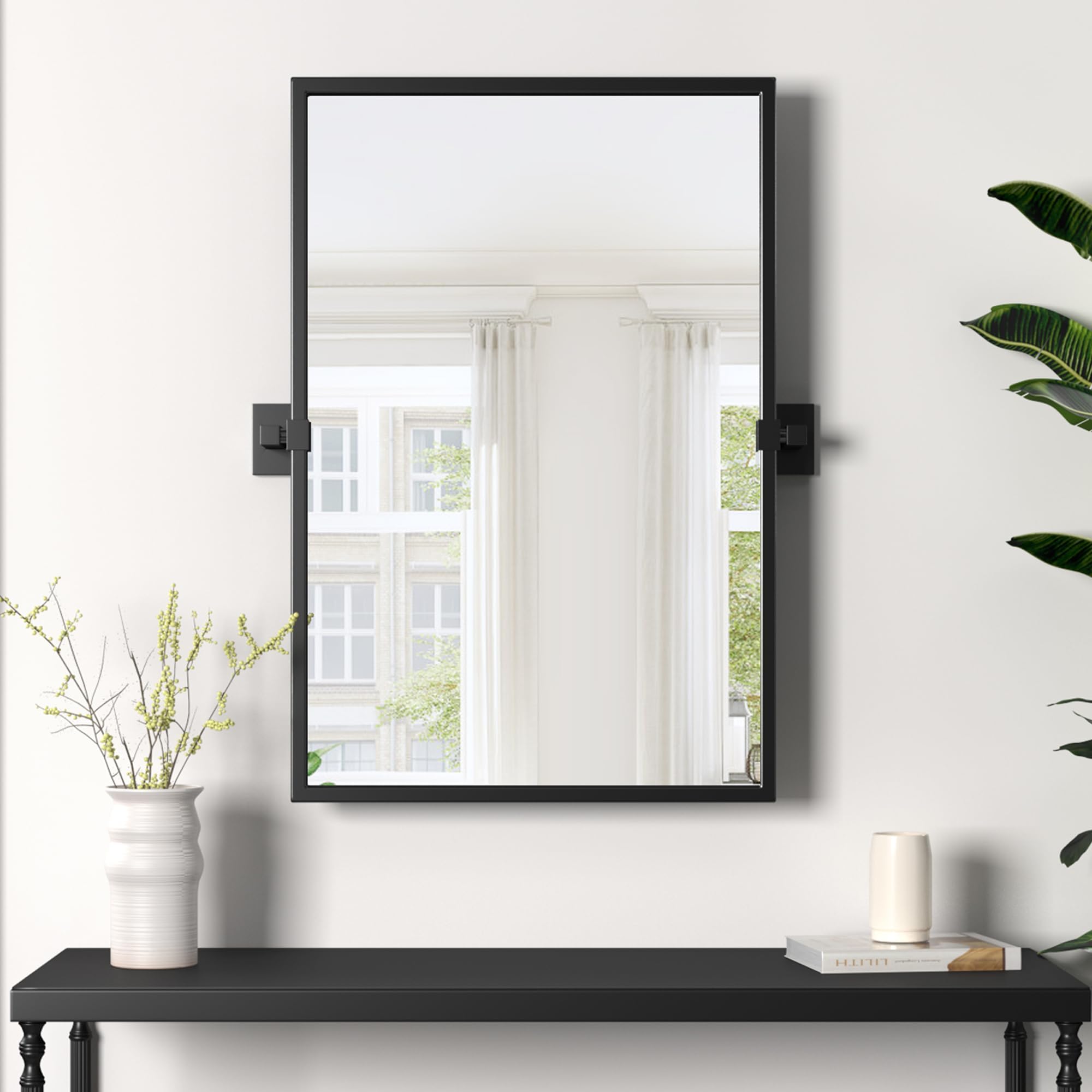 NXHOME24" x 36'' Black Bathroom Mirror Decorative, Wall Mounted Mirror with Tilt Bevel Wall Mirror with Swivel for Living Room, Bathroom, Over Sink