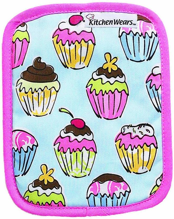 Ritz KitchenWears Quilted Cotton Printed Pot Holder, 9.5-inches x 7.5-inches, Cupcakes
