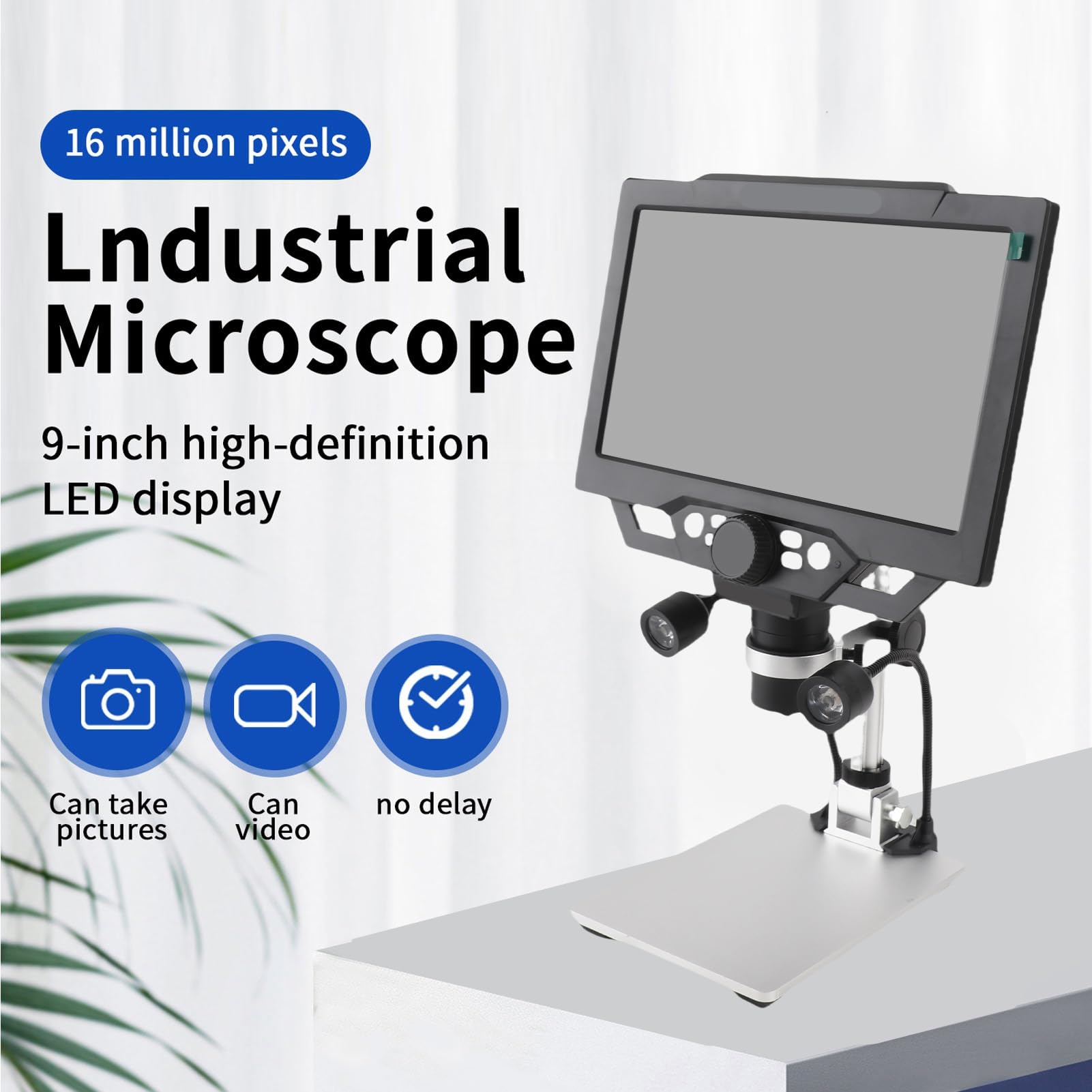 Naroote Mikroskop Cyfrowy LCD o Przekątnej 9 Cali i Rozdzielczości 12 MP z Powiększeniem 1600X do Obserwacji i Roślin
