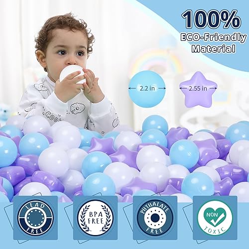 Miniatura 3 de STARBOLO Pelotas de juguete para niños, 100 unidades, color azul, a prueba de aplastamientos, bolas de juguete para niños, oso macarrón, para