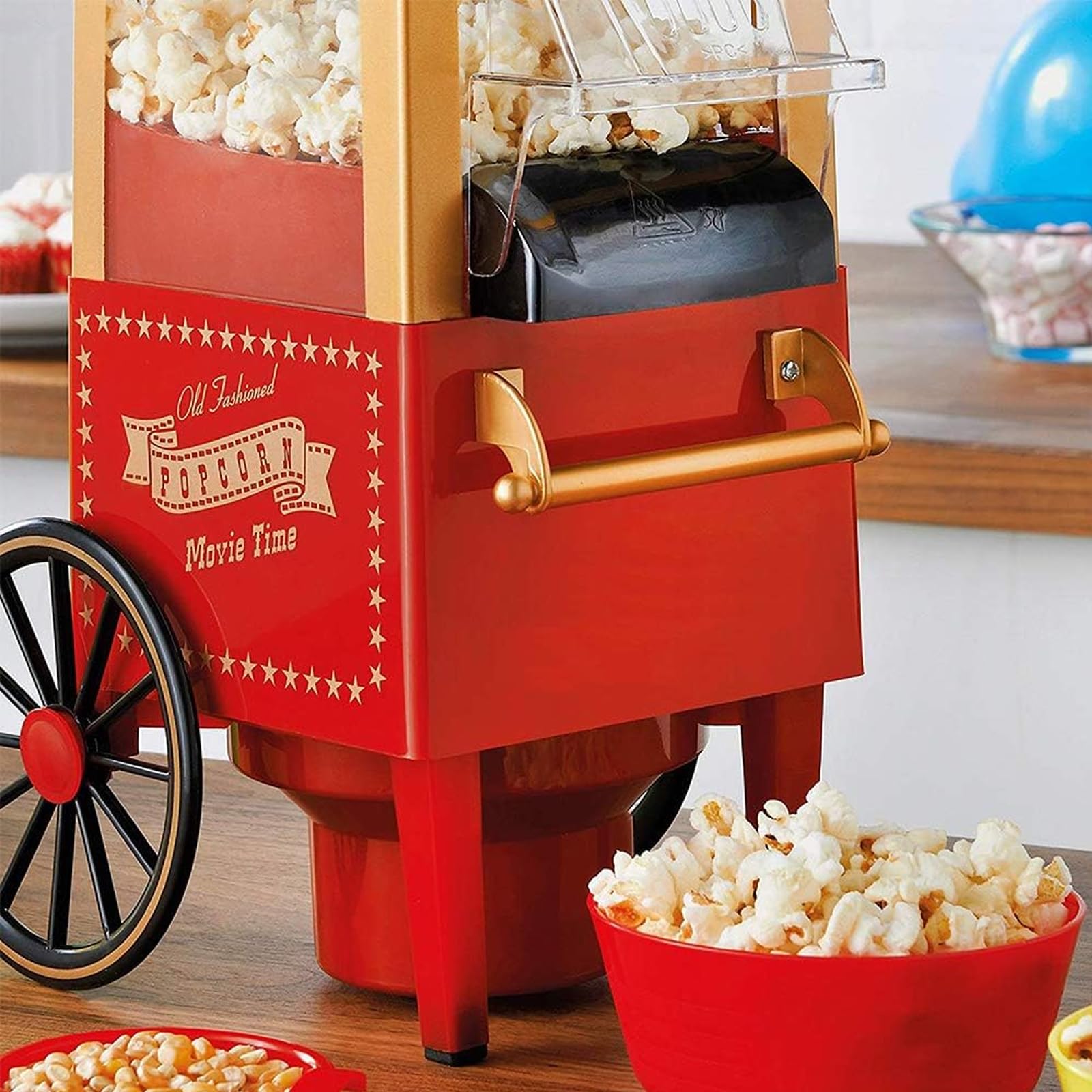 Macchina Elettrica per Popcorn, Design retrò Rosso, Senza Grassi per La Casa, Feste, Cinema, Bambini, Amici, Regali Creativi per La Famiglia