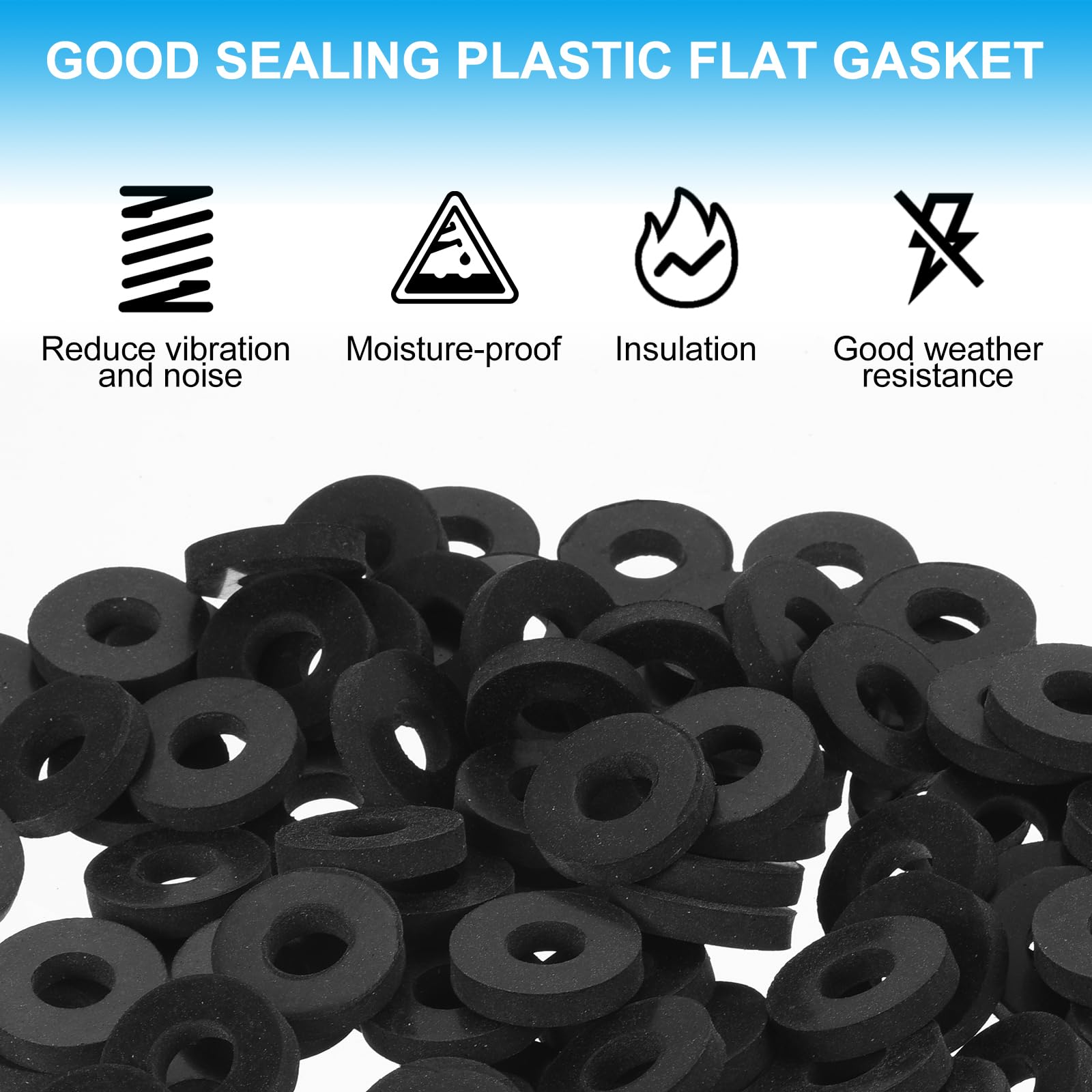 PATIKIL 100 Pcs Flat Rubber Washers 0.12" ID 0.98" OD 0.2" Thickness Sealing Rubber Spacer Gasket for Bolts Faucets Screws Hose Plumbing Black - Image 4