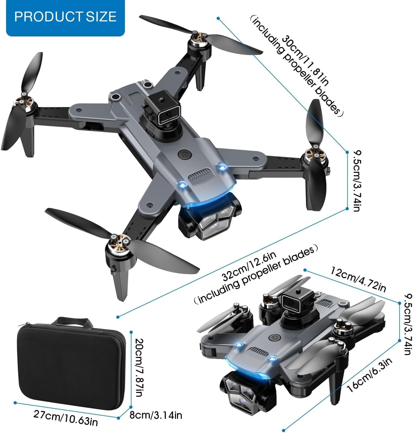 model S166MAX 4.3-Inch HD Screen Remote Control Drone with Dual Cameras | Foldable Portable Quadcopter | 150m Range, 1080P Video, Smart Obstacle Avoidance