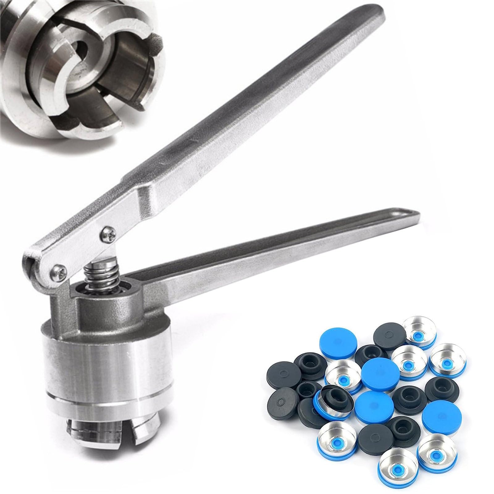 Portable Vial Crimper for 13-32mm Bottles - Aluminum & Stainless Steel Sealing Machine, Efficient Mcal Crimper for Glass & Plastic, Easy-to-Use Sealing Tool - B-15mm