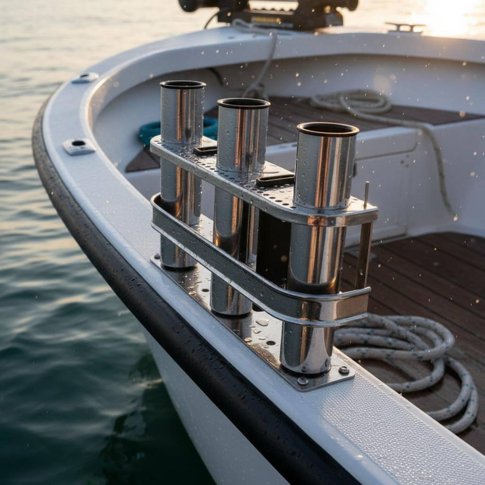 Qianly Portacanne da Barca Portacanne Supporto Porta Canne Staffa Porta Struttura Robusta a Specchio Mantiene 3 Canne Separate Apertura 42 Mm Acciaio Inox