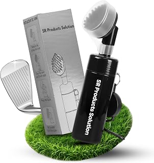 Golf Club Brush with Water Tank, 5.5 oz Press Type Golf Club Cleaner with Large Brush Head, Retractable Clip and 24 Inch Hanging Buckle for Portable Golf Club Cleaning