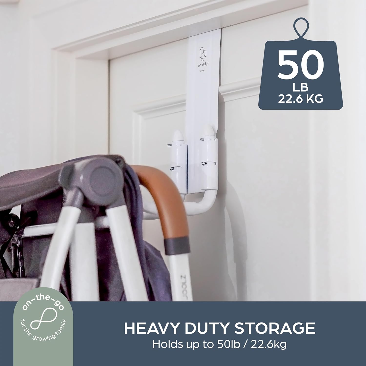 Dreambaby StrollAway Over The Door Baby Stroller Hanger – Heavy Duty Metal Hook Organizer with 50lb Load Capacity