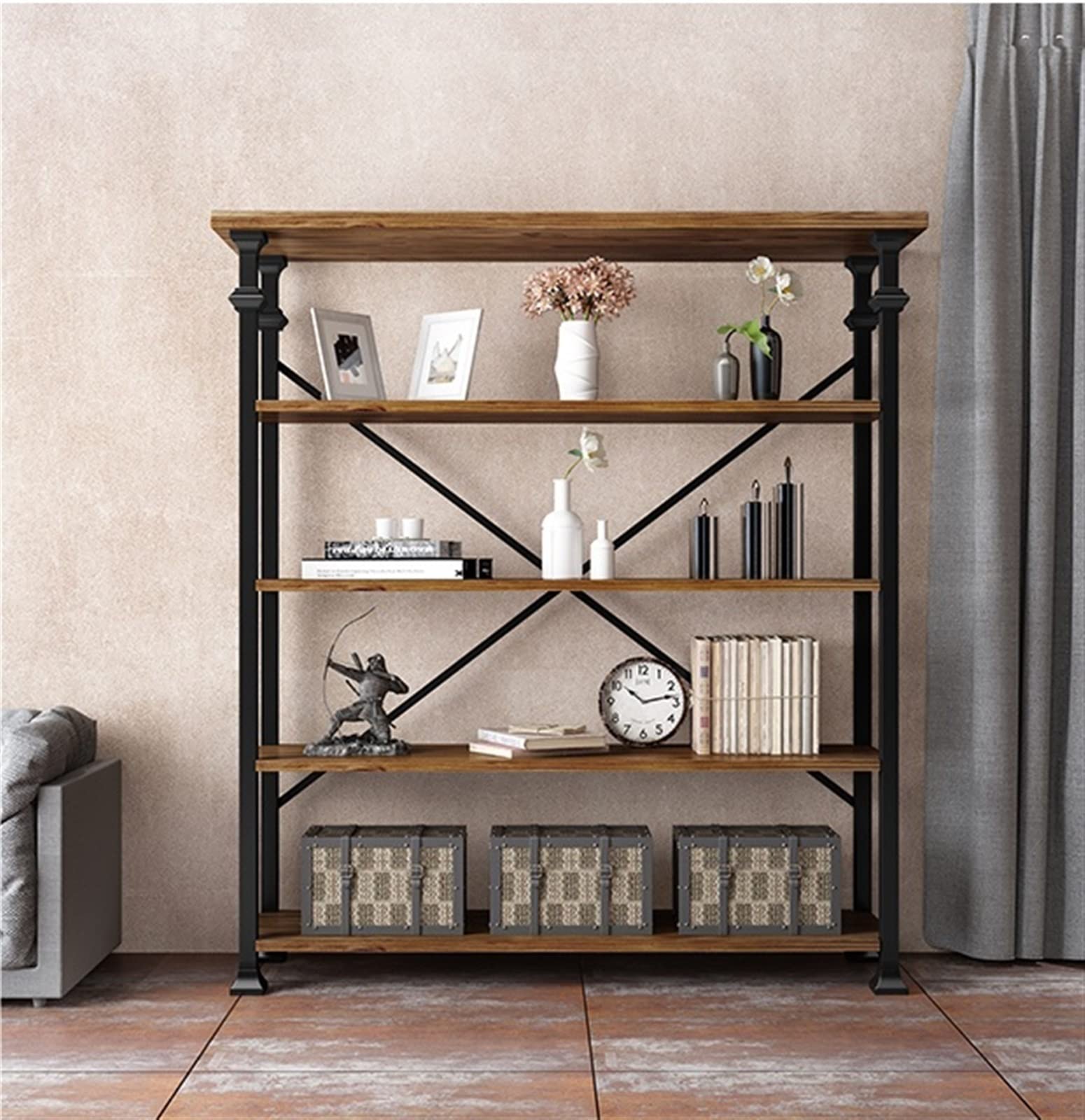Amazon.com: Industrial Style Rack, Home Floor Bookshelf Cabinet